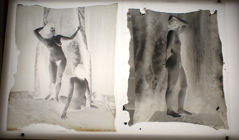 2 Nude Glass Plate Negatives of Ladies