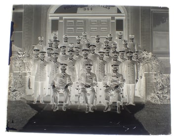 Long Branch Fireman in Front of Police Headquarters Negative