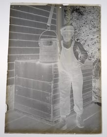 8 Glass Negatives incl Richmond Cedar Works Bucket