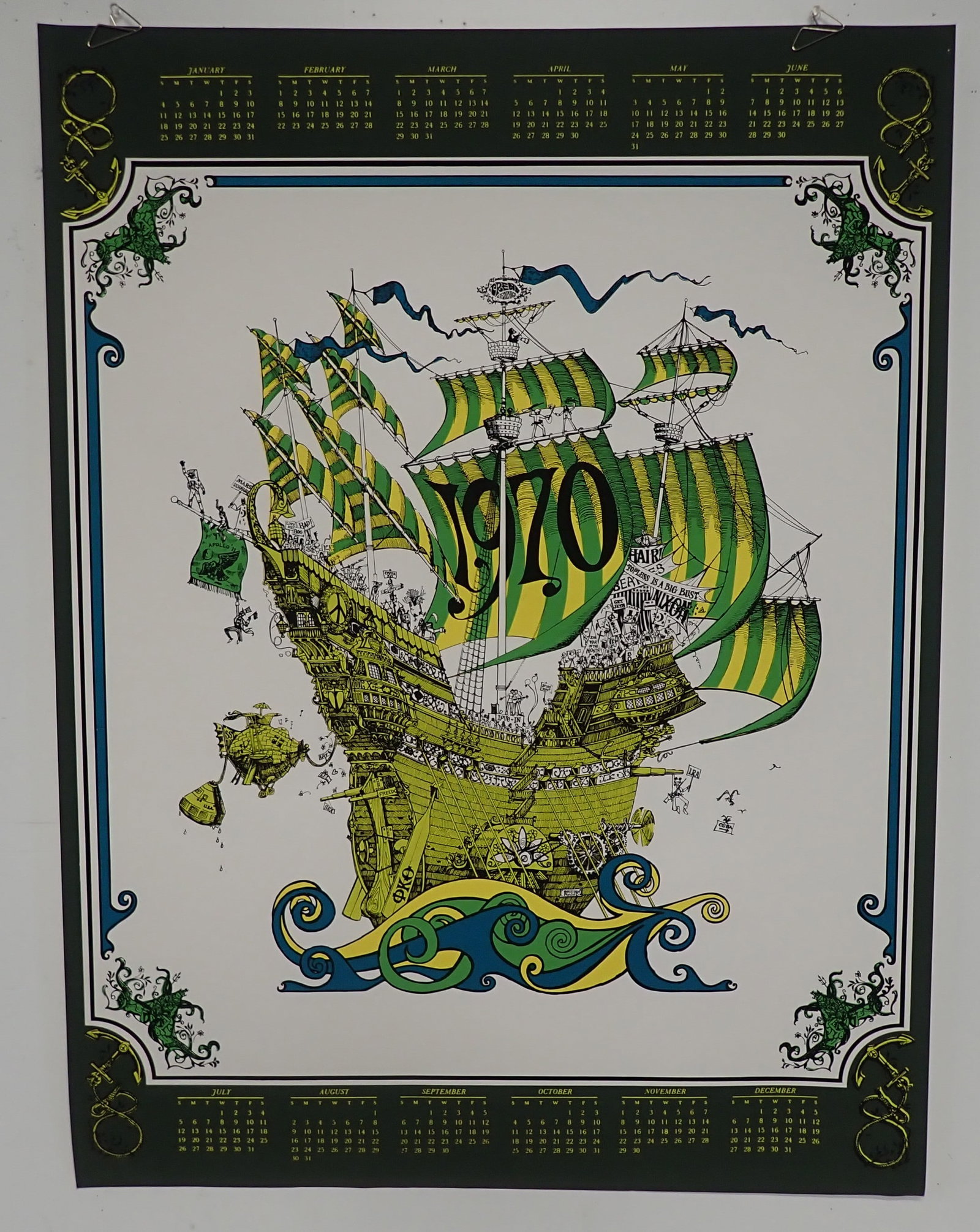 1970 Trend Graphics Blacklight Calendar Poster (1 of 9)