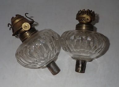 2 Early Peg Oil Lamps