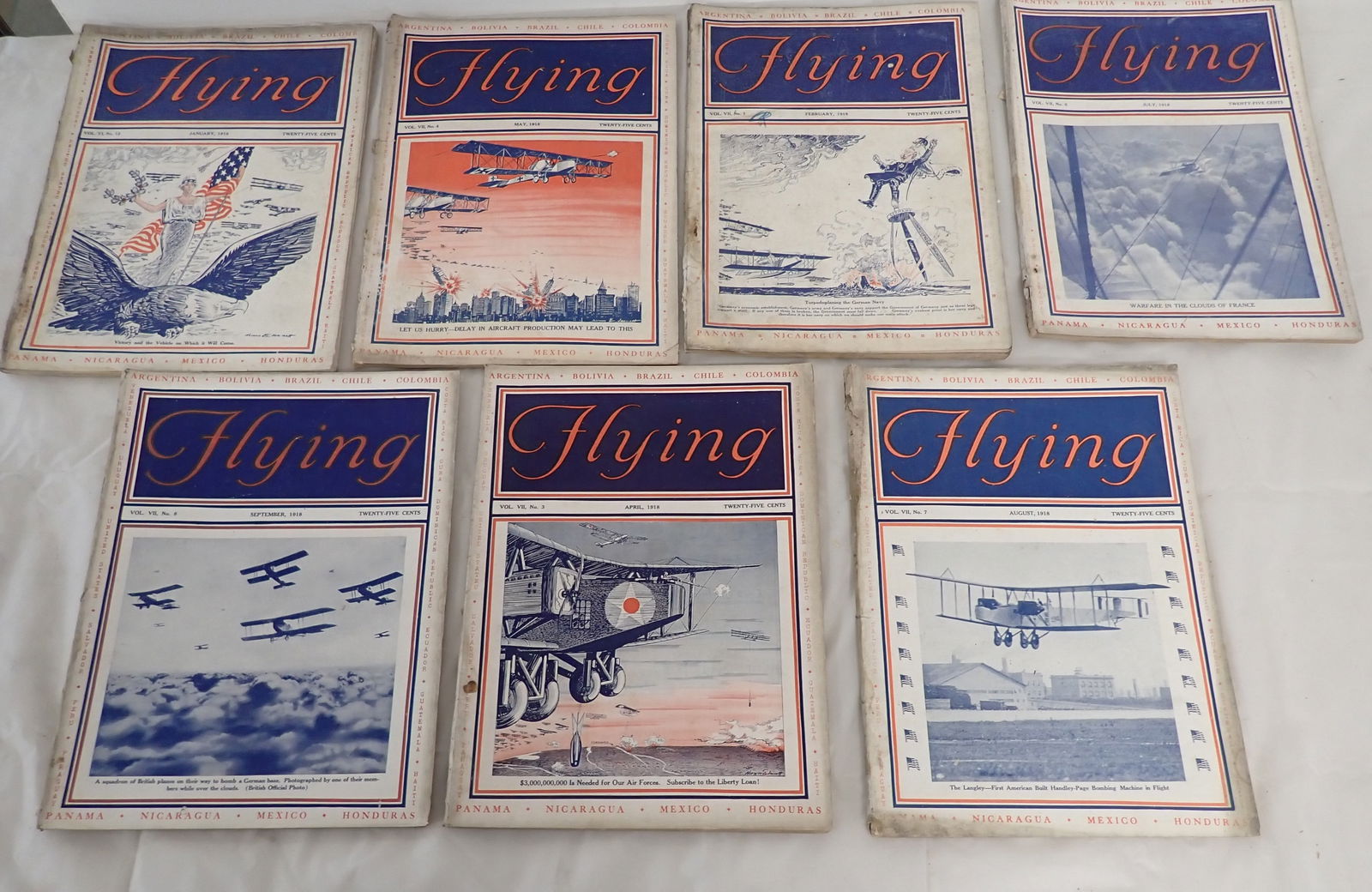 (7) 1918 Flying Magazines: Shipping available