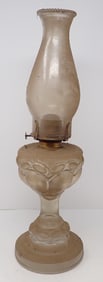 Early Glass Oil Lamp w/ Queen Anne No. 2 Burner
