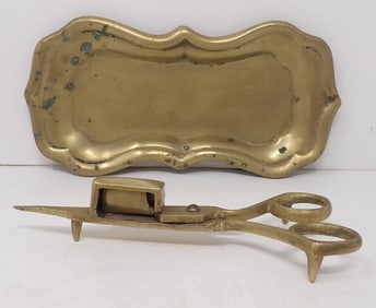 Heavy Brass Tray & Candle Snuffers