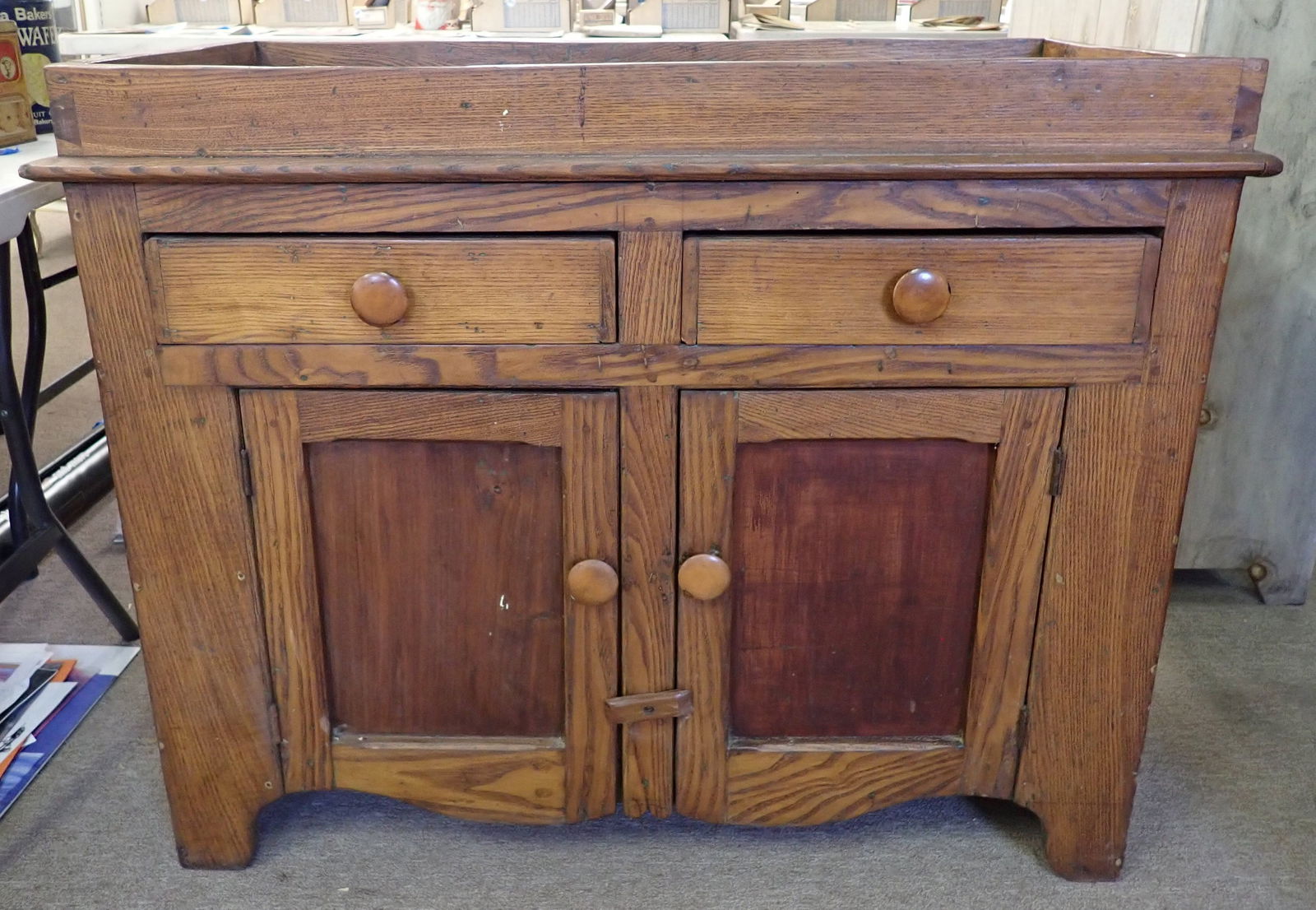 Chestnut Drysink: Approx 21" x 41 1/2" x 33 1/4" tall. No in house shipping ! Bring help to remove !