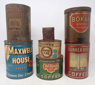 Bokar , Bunker Hill , Kaffee Hag , Misc Coffee Tins