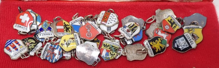Antiko 800 Silver Shield Souvenir Charms w/ Heuer Box