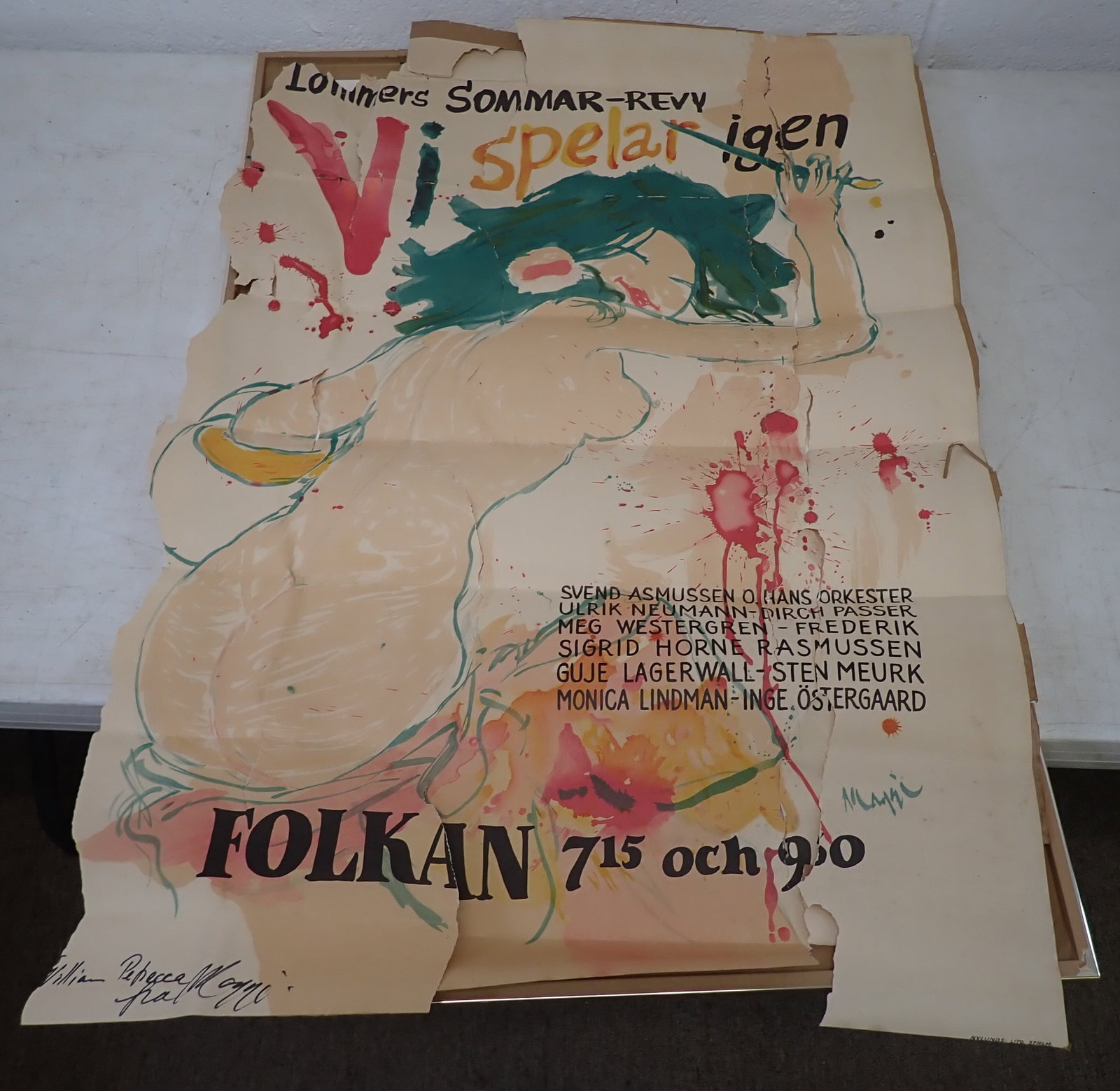 Signed Worn & Torn Folan Theater Poster: Approx 26 1/2" x 38". Shipping available ($20 handling charge, plus postage)