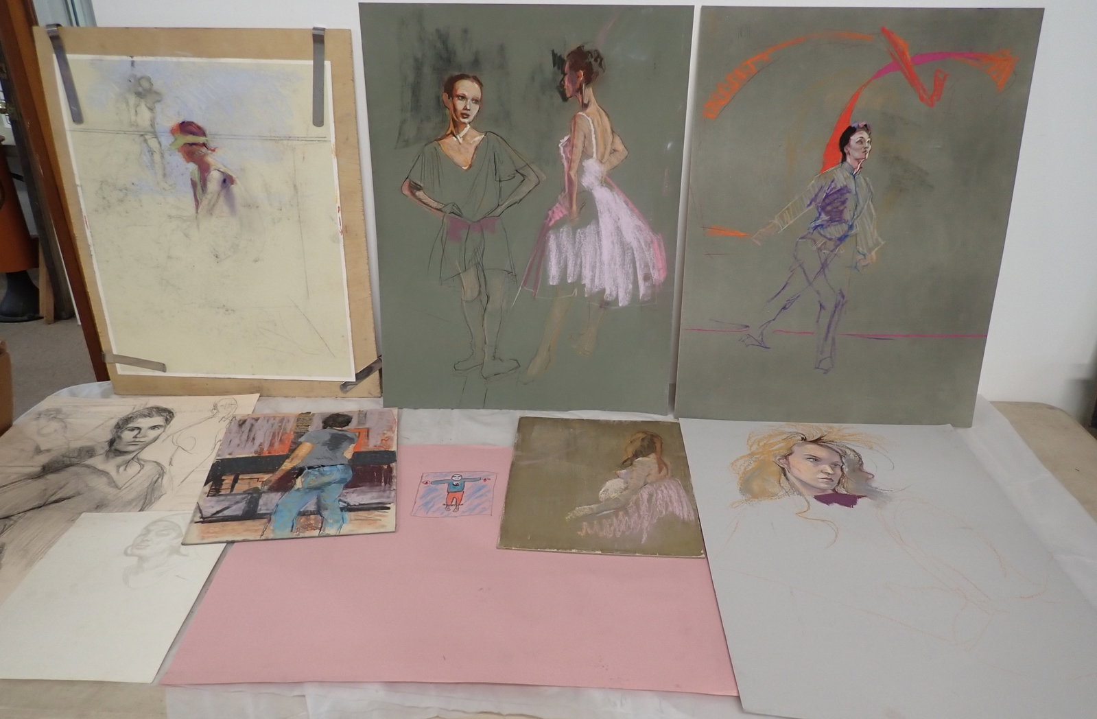 Rhoda Yanow Sketches: Largest are apprx 19 1/2" x 25 1/2". Shipping available($20 handling charge, plus postage)