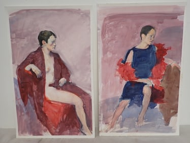 2 Rhoda Yanow Watercolor Portraits incl Nude