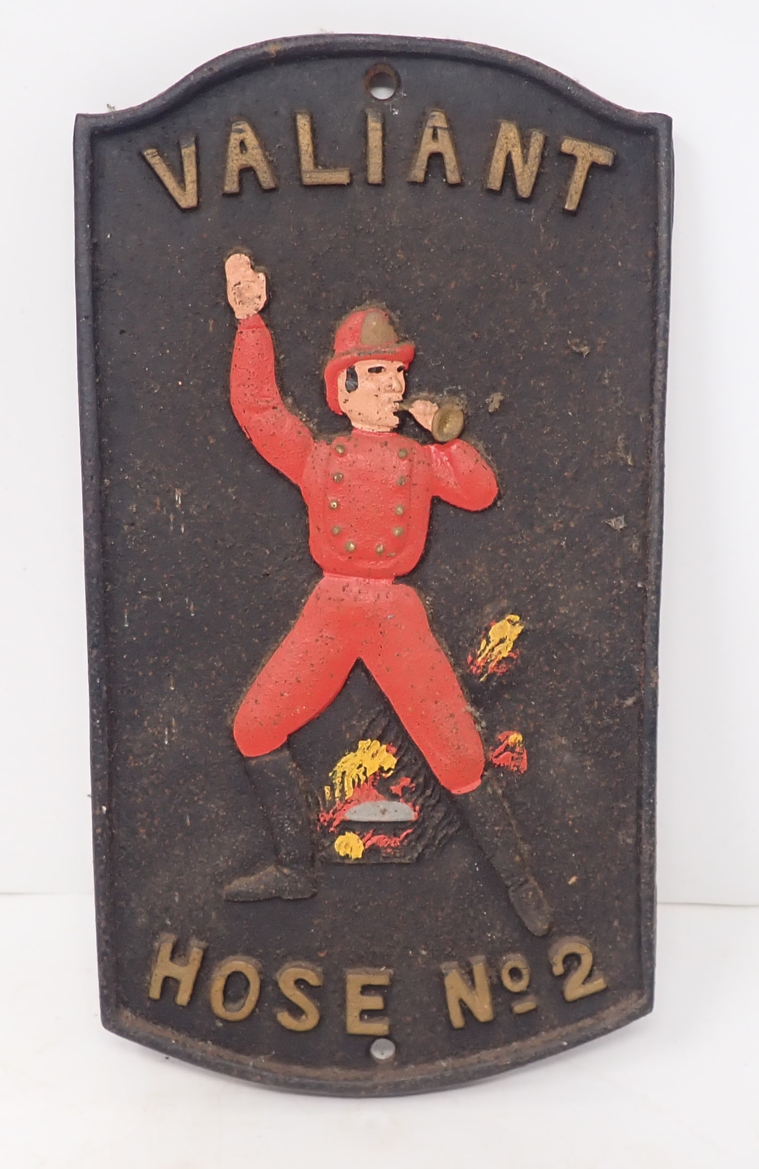Valiant Hose No. 2 Fire Department Cast Iron Plaque (1 of 2)