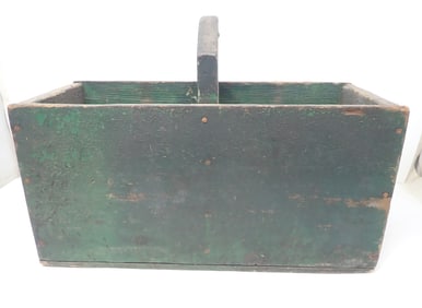 Wooden Tote in Green Paint