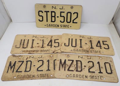 5 New Jersey License Plates