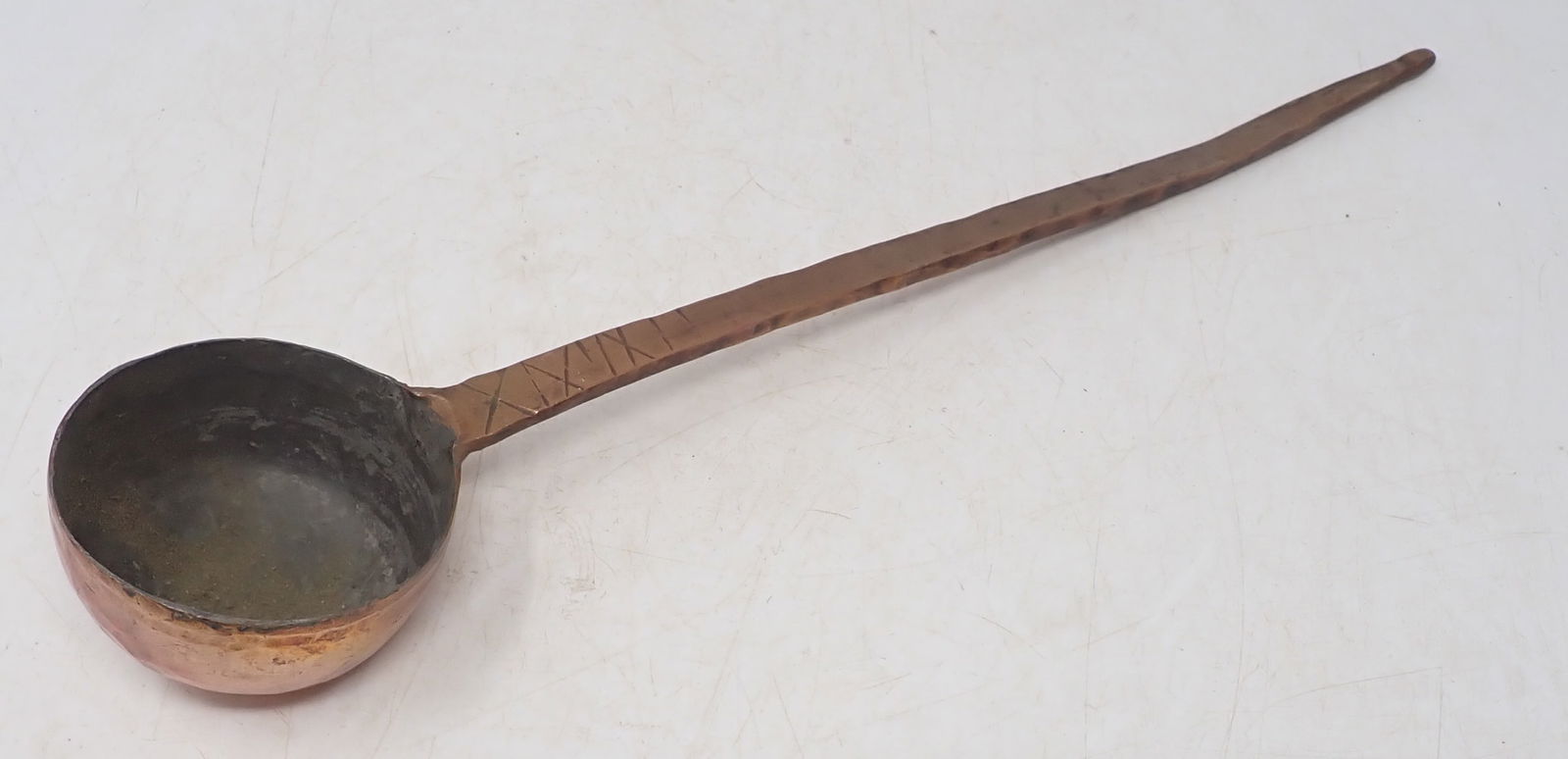 Hammered Copper Ladle: Approx 3 1/4" in diameter and 15 1/4" long. Shipping available