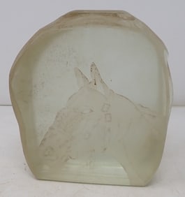 1973 Signed Etched Horse Bookend