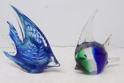 2 Art Glass Fish