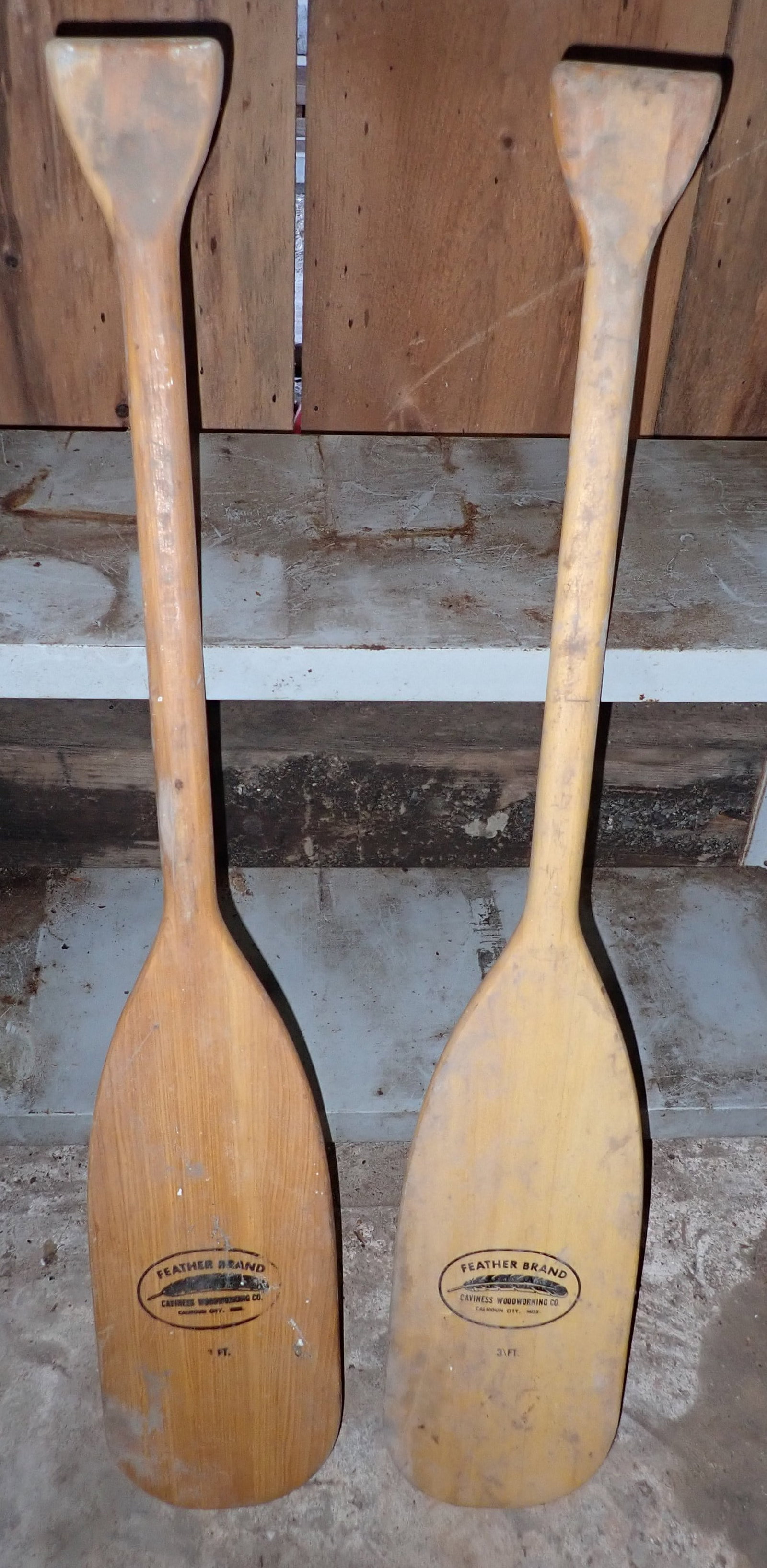 2 Feather Brand Canoe Paddles: Approx 6 1/2" wide and 35 3/4" long. Shipping available ($20 handling charge, plus postage)