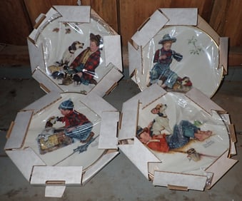 4 Norman Rockwell Collector Plates