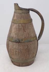 Wooden Brass Banded Ale Pitcher