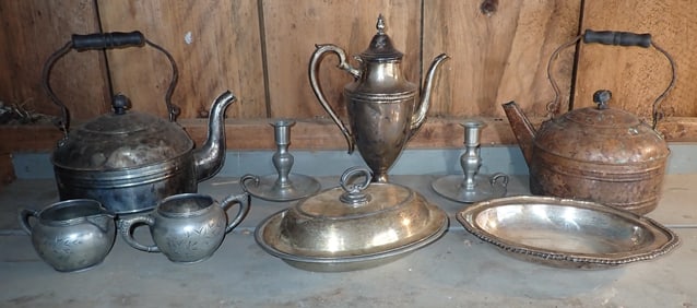 Silverplate , Teapots, Aluminum Candle Holders
