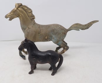 Cast Iron Bank and Brass Finish Horses