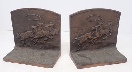 Pair of Bronze Cowboy Bookends
