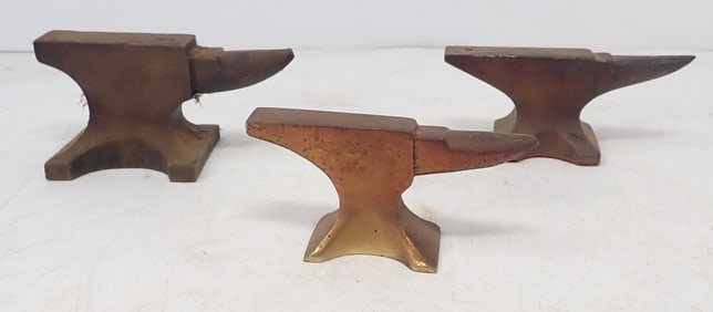 3 Bronze Anvil Paperweights