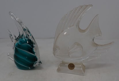 2 Glass Fish Figurines