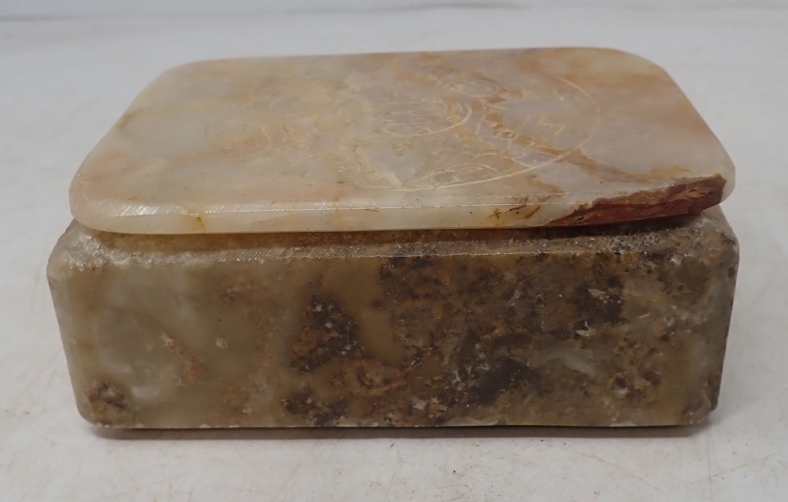 Carved Alabaster Box w/ Aztec Calendar (1 of 4)