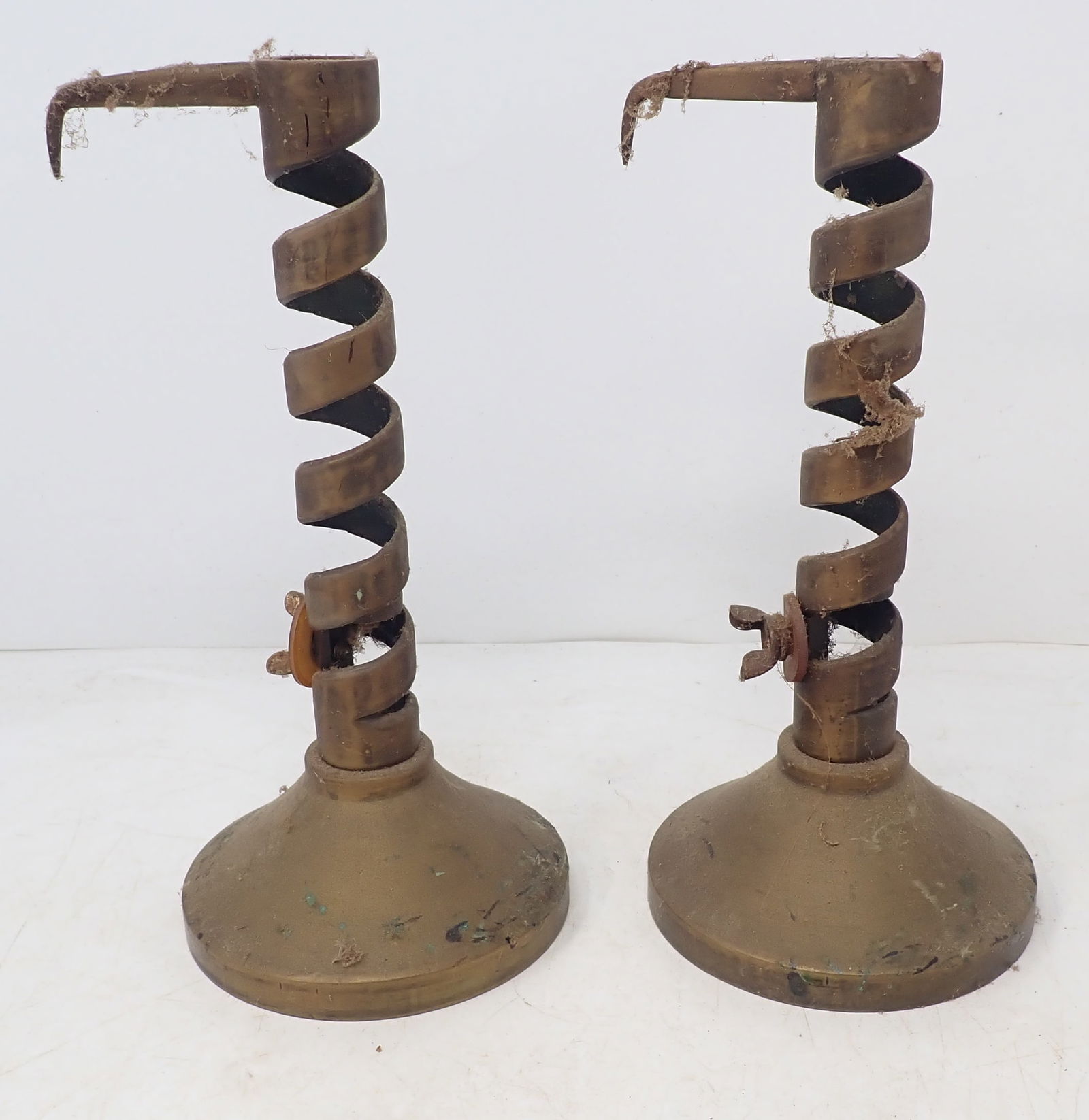 Pair of Brass Spiral Courting Candlesticks: Approx 4" in diameter and 8 3/4" tall. Shipping available