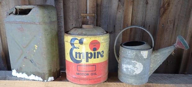 Empire Motor Oil Can, Fuel & Water Cans