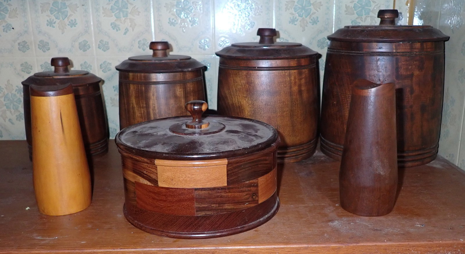 Wooden Salt & Pepper Shakers w/ Marton Canisters (1 of 4)