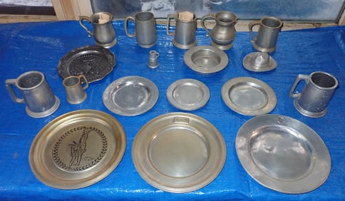 Aluminum Steins , Plates , incl Wilton & Sexton