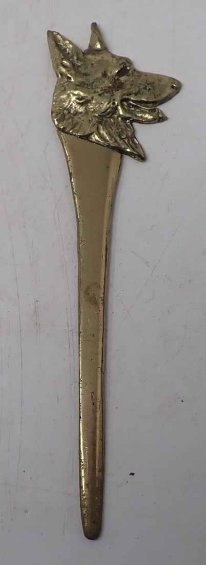 Brass German Shepherd Letter Opener: Apprx 6" long. Shipping available