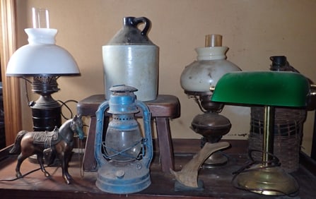 Lamps , Stool , Pot Metal Horse , & Misc