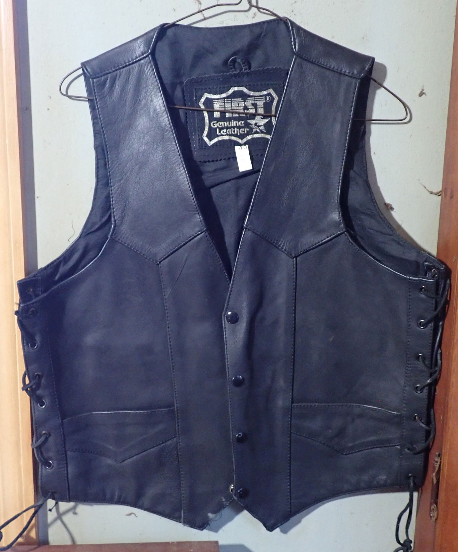 First Leather Motorcycle Vest: Size 40 - Shipping available