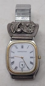 Hamilton Wristwatch w/ Sterling Silver Eagles on Band