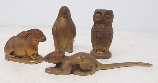 Brass Mouse , Penguin , Rabbit , & Owl