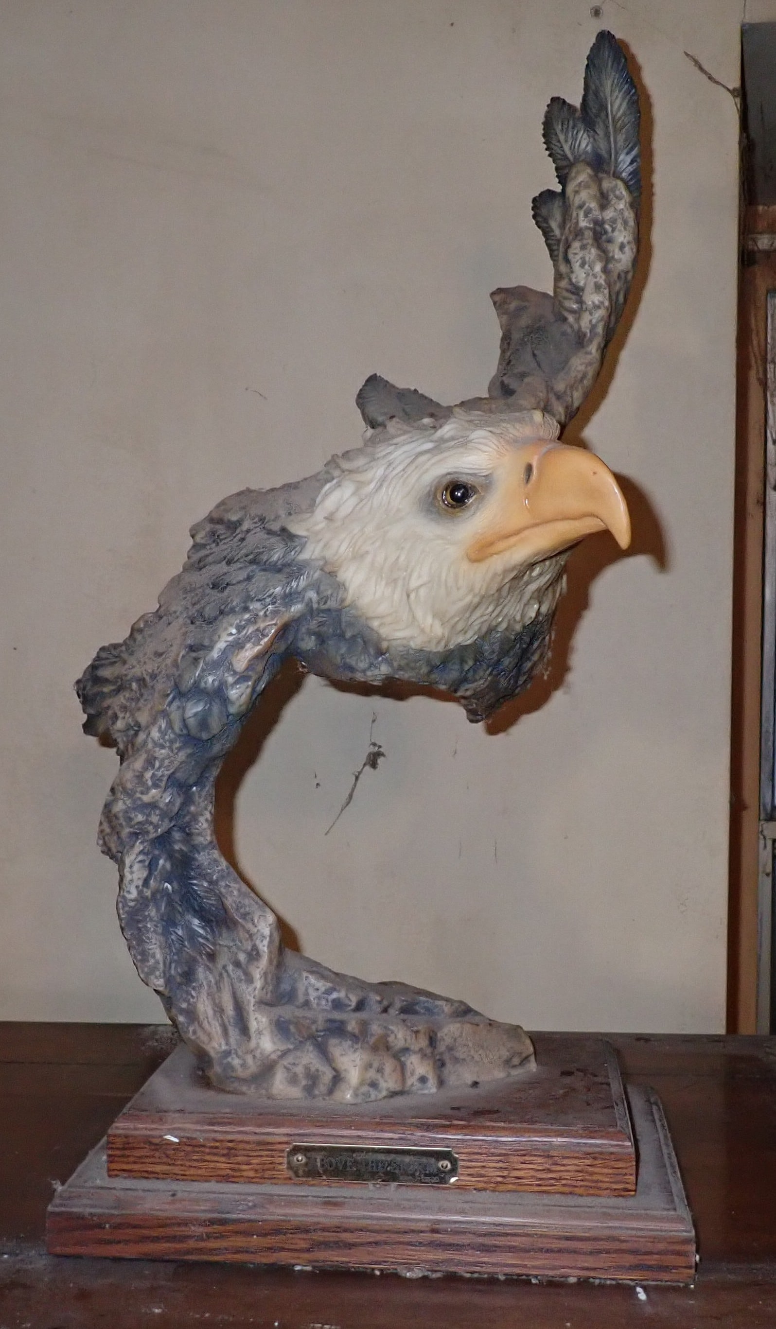 Above The Storm Resin Eagle Sculpture: Approx 25 1/4" tall. No in house shipping !