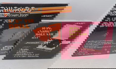 Hole Saw Kit & Chicago Electric 3/8" Drill