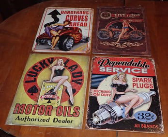 4 Pinup Girl Tin Signs
