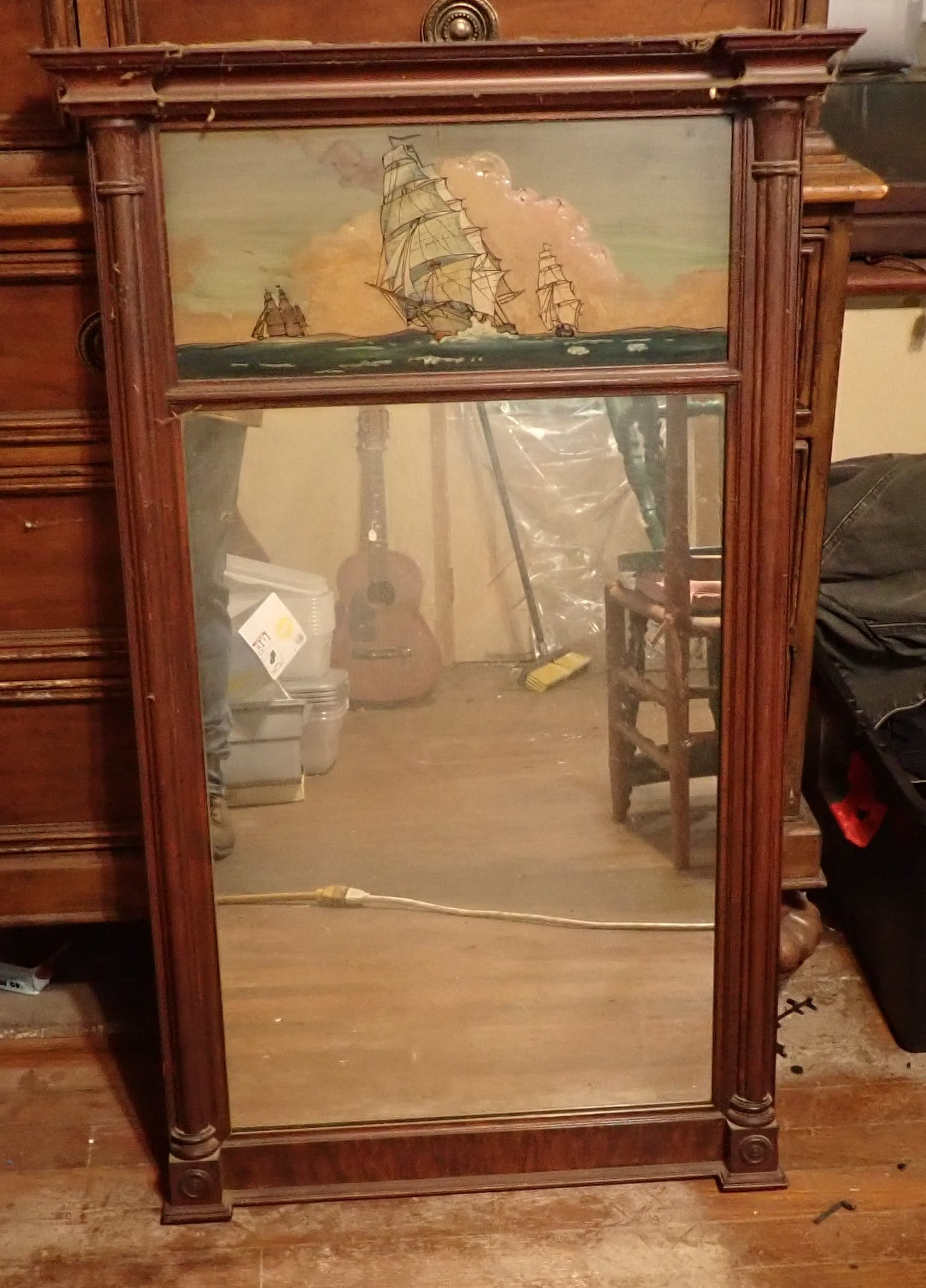 Clipper Ship Reverse Painting over Mirror (1 of 4)
