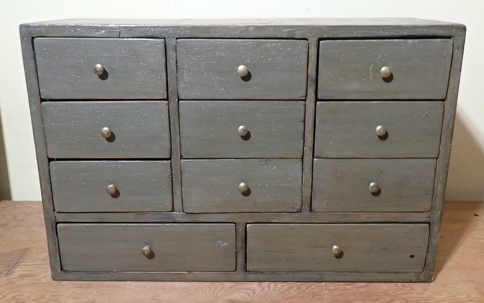 11 Drawer Apothecary Cabinet in Gray Paint (1 of 14)