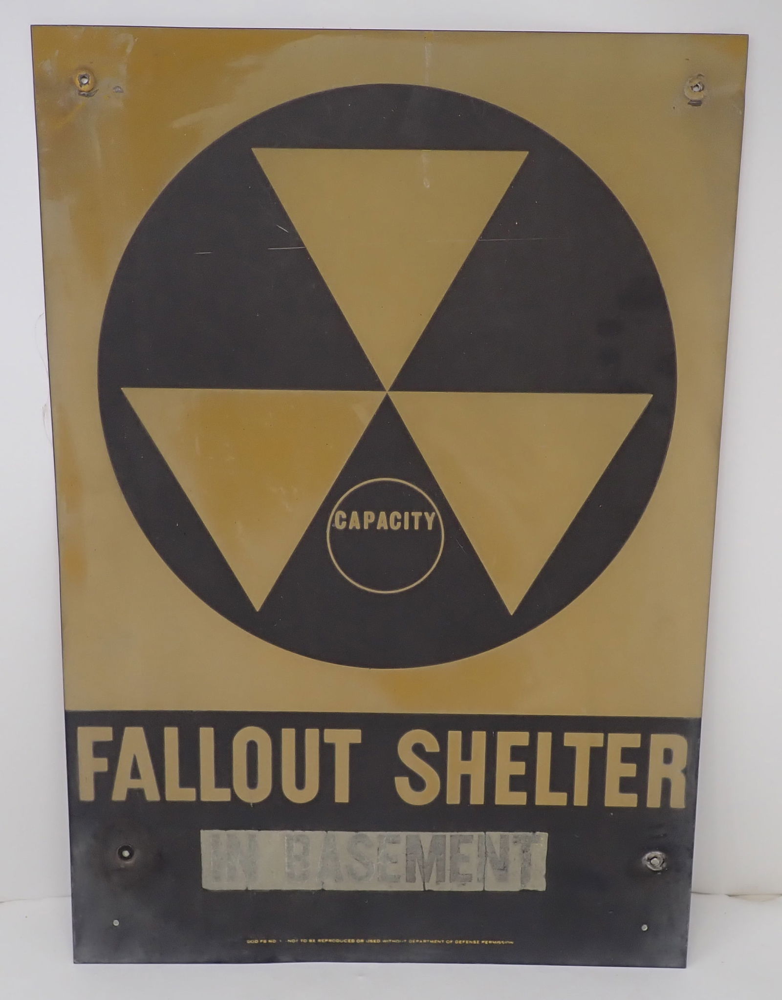 Department of Defense Fallout Shelter Sign: Aluminum sign is apprx 14" x 20". Shipping available