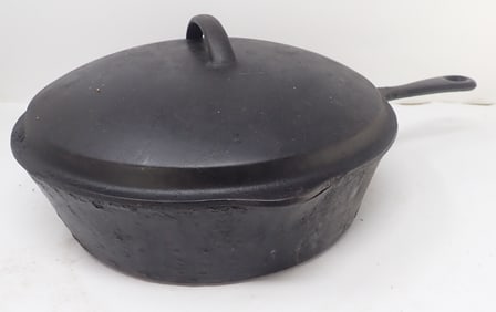 Deep Covered Cast Iron Pan