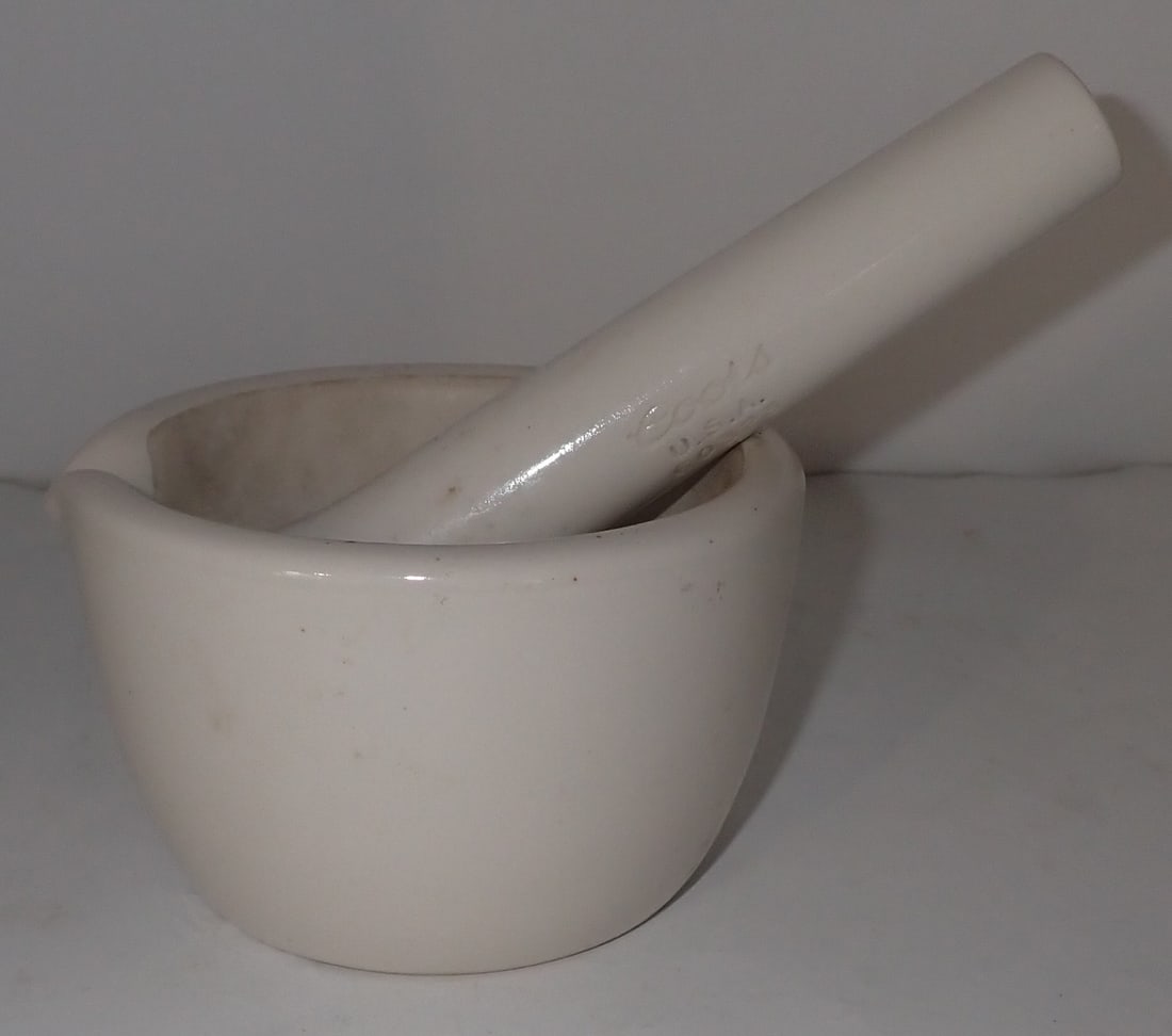 Coors Tek Mortar & Pestle: Mortar is approx 5 1/2" in diameter and 3 1/4" tall. Shipping available