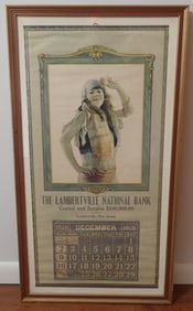 1928 Lambertville National Bank Framed Calendar