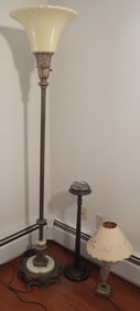 Torchiere Floor Lamp, Ashtray , & Table Lamp