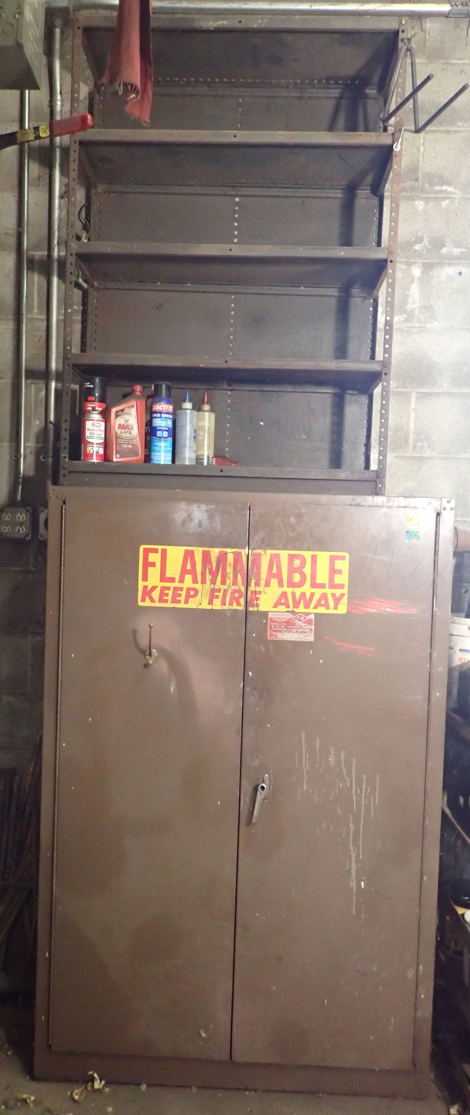 Eagle PI-47 Paint & Ink Safety Cabinet 60 Gallon: Apprx 18 1/2" x 43 1/2" x 65 1/2" tall. Lot includes everything in it, shelf on top of it and items on shelf. Must take all ! No in house shipping ! Bring proper help to load !