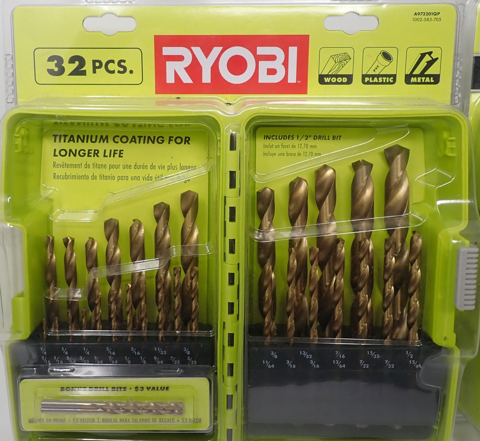 Two Ryobi 32pc Titanium Drill Bit Sets - 2